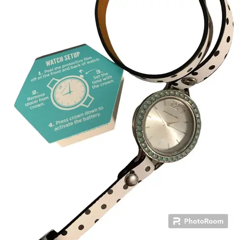 Origami Owl  Watch With Mint Crystals and Three Leather Wrap Bands