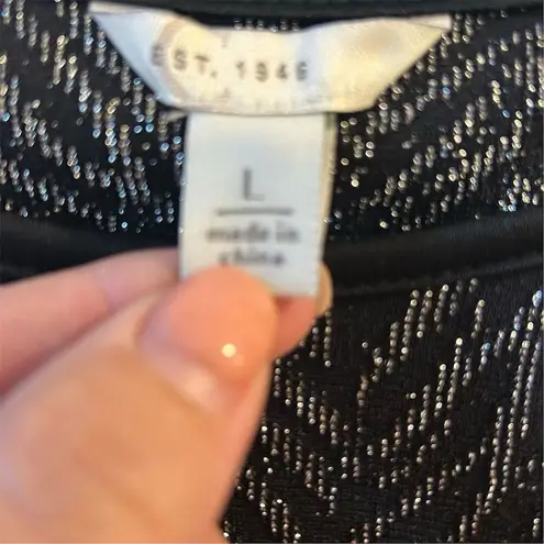 Est. 1946 Women's L Black & Silver Patterned Midi Dress Party/Cocktail
