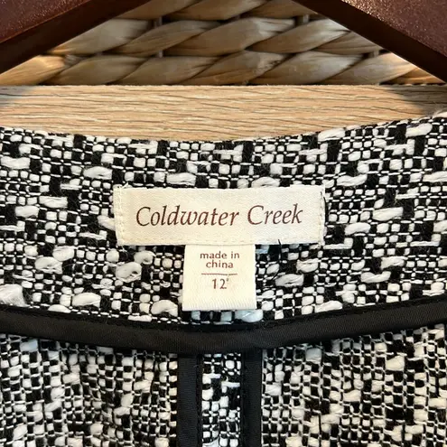 Coldwater Creek Woven Black & White Jacquard Blazer, 12