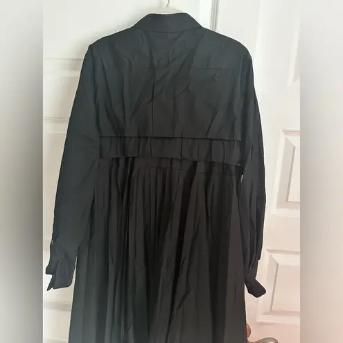 SACAI Midi Pleated Shirt Dress NWT Large Black
