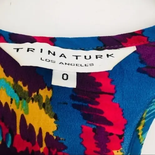 Trina Turk abstract silk racerback dress