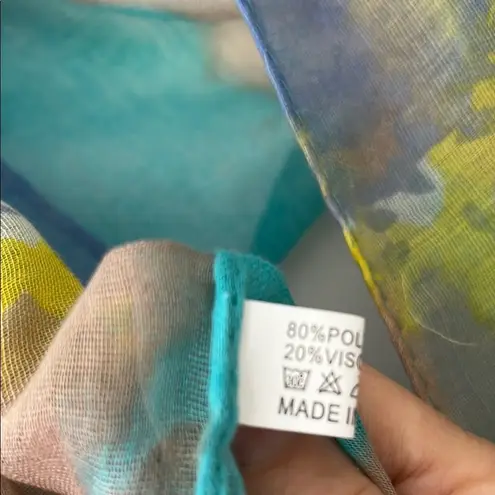 Multicolor Infinity Lightweight Scarf with Pastel Colors Blue