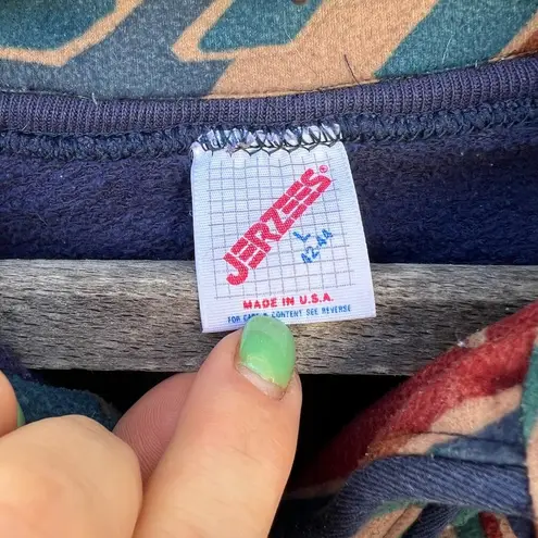 Vintage 90s Southwestern Aztec Cardigan Sweatshirt Boho Earth Tone LARGE Blue