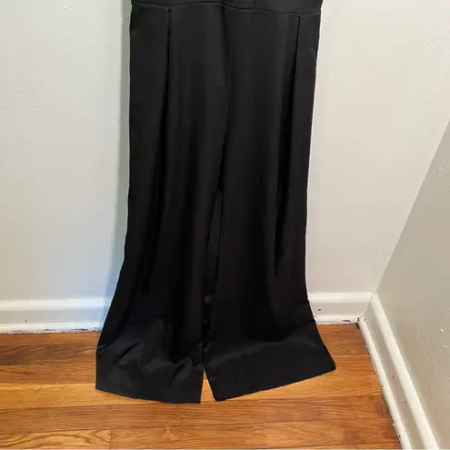Sleeveless Black Jumpsuit Surplice Neck Tie Back M Size M