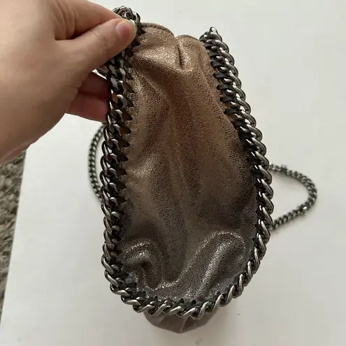 Stella McCartney Shaggy Deer Falabella Ombre Metallic Mini Tote Ruthenium Chain