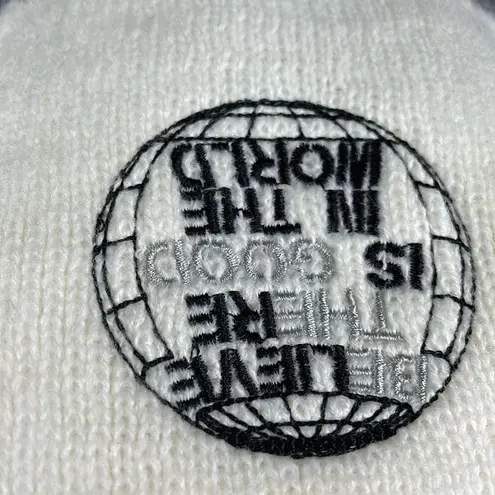 SCARF Tight Knit Rectangular Cream and Gray cozy warm White