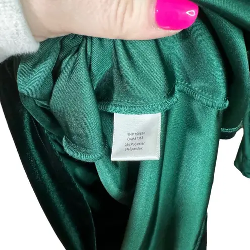 BOBI BLACK Green Velvet Mercy Lantern Sleeve Dress EUC Size L