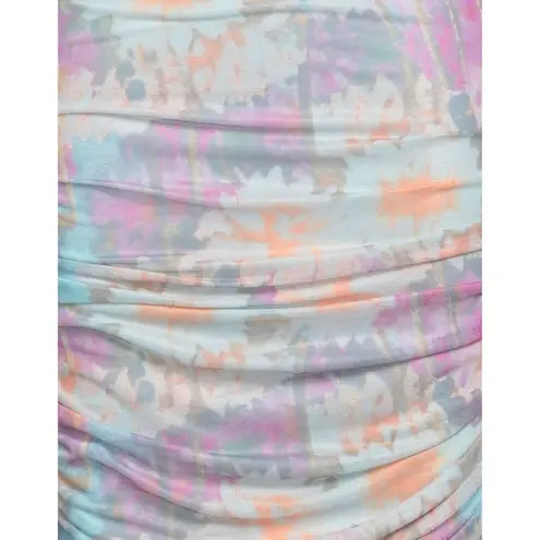 ROTATE BIRGER CHRISTENSEN Ulla Ruched Long Sleeve Bodycon Dress Super Pink Print Size 4