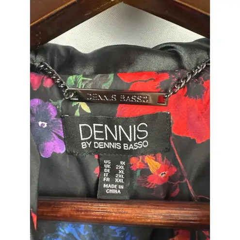 Dennis Basso Women’s 1X Black w/ Multicolor Florals Raincoat