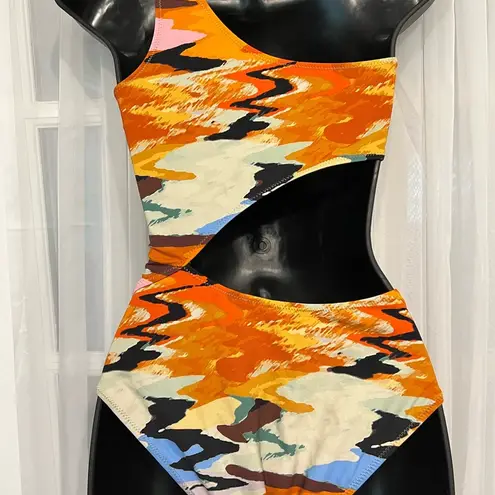 Solid & Striped -The Claudia Printed Asymmetric One Piece Swimsuit. Size…