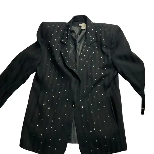 Vintage The Icing Striped Rhinestone Embellished Blazer Jacket Size M Black Size M