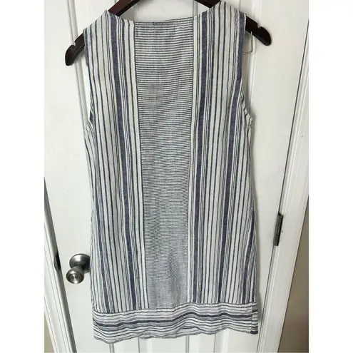 Kenar 100% Linen Striped Mini Tank Shift Dress Size 2
