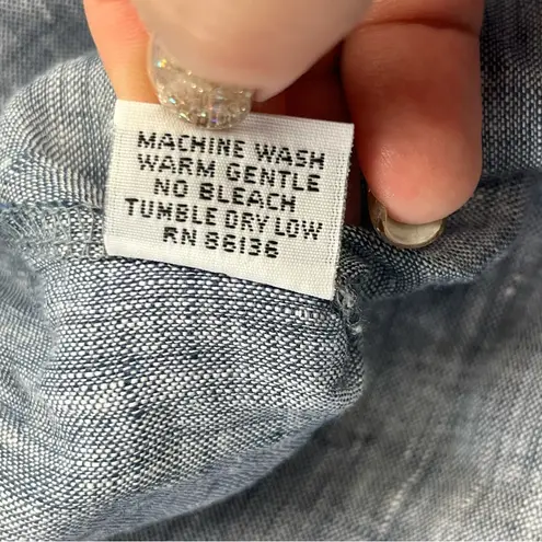 Bryn Walker Blue 100% Linen Button Front Top Womens Size XS Sleeveless Coastal