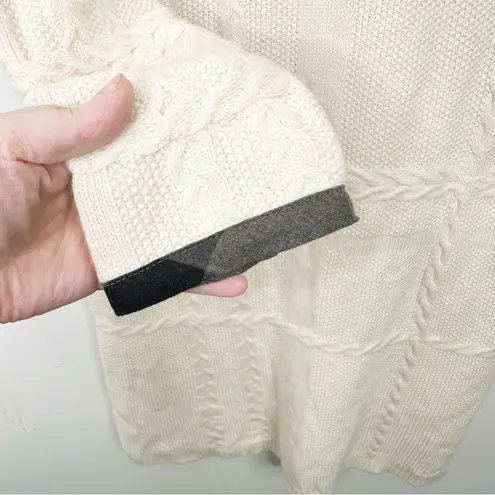 Barbour | Cream White Winter Tartan Etal Cable Knit Sweater Dress Sz. 16