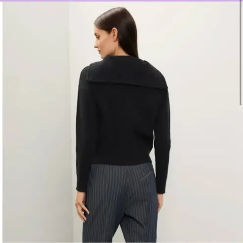 Area Stars Quarter Zip Sweater Black Cable Knit Ribbed Collared Pullover S NEW