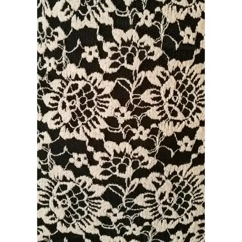 Lovely Day Modcloth Black & Peach Stretch Lace Back Cutout Form Fit Dress M