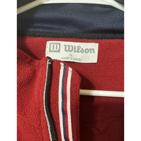 Vintage 90s Wilson Full Zip Athletic Fleece Hoodie Red Jacket