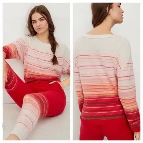Anthropologie Saturday Sunday Striped Cashmere Sweater Size M Red Size M