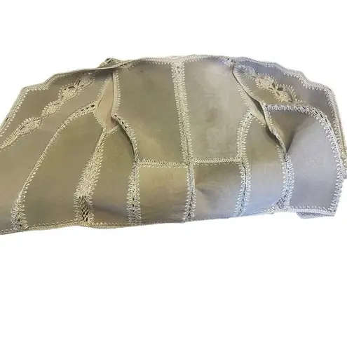 Handmade Suede Crochet Lace Beige/Cream RARE Boho Chic Vest Size Small