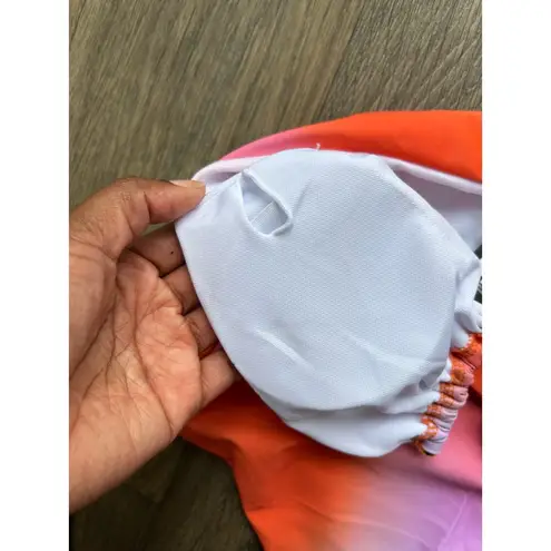 Pretty Little Thing  Orange Multi Ombre Bandeau Swimsuit Size US 6 - Image 7