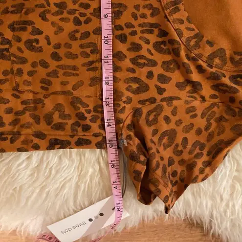 Three Dots Women’s Leopard Print Pocket Knit T-Shirt Orange & Black NWT Sz XS