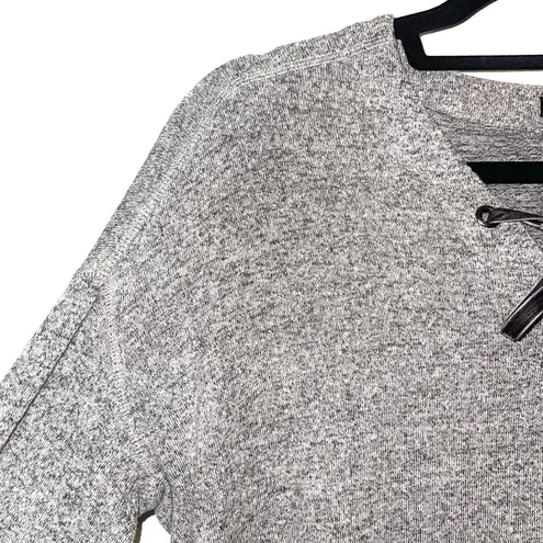 Rails Rail Leigh Heather Gray Lace Up Front Knit Pullover Sweater