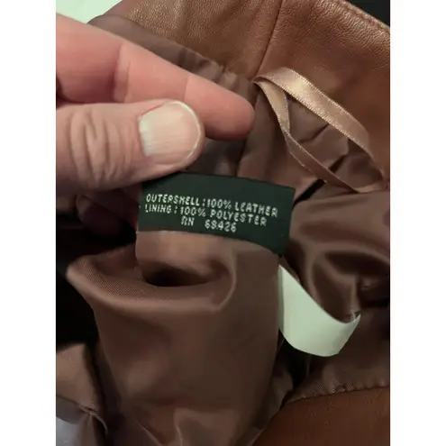 Pelle Studio Wilsons Pants Womens 10 Brown Leather High Rise Bootcut Lined