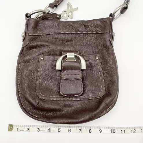 B Makowsky Womens Leather Crossbody Bag Brown Minimalist Old Money Retro Luxe