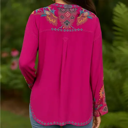 Johnny Was Biya Atterholt extremely heavily embroidered button-down blouse RARE