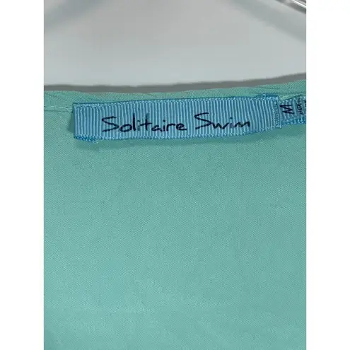 Solitaire Swim Women's Eyelet Swimming Cover Up Top Shirt Teal Green Size Medium