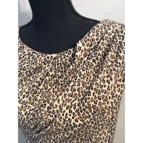Betsy Johnson Size 10 Ruched Animal Cheetah Print Dress Sleek