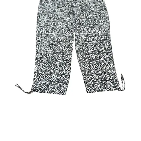 Lauren Ralph Lauren Geometric Print Pants Women Black White Ruched Legs 10 Black