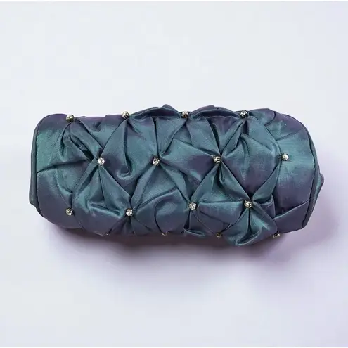 Paris Hilton VTG Fairy Dust Satin Rhinestones Clasp Clutch Bag Party Holiday NWT Blue