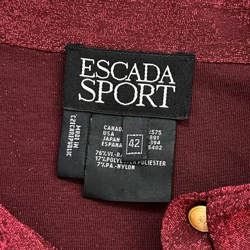 Vintage Escada Sport *flaw 2 Piece Metallic Shimmer Blouse Set | Red | 42/L Size L