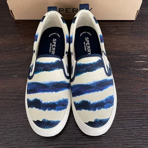 Sperry  Crest Twin Gore Tie Dye Stripe Navy Slip-On Sneaker Women’s Size 6 New