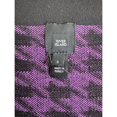 River Island Houndstooth Midi Body Con Pencil Skirt US Size 2 / UK Size 6 Purple