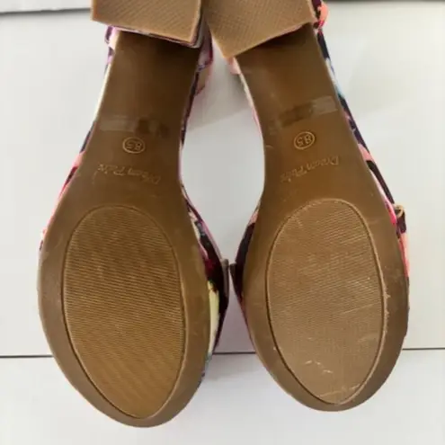 Dream Paris Dream Pairs Floral Hi Lo Open Toe Ankle Strap Chunky Heel Pink White Red Sz 8.5