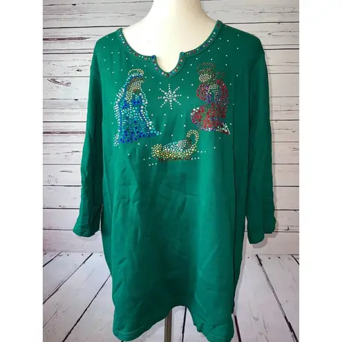 Quacker Factory NWOT Nativity Shirt Plus Size 1X Rhinestones Ugly Christmas top - Image 10