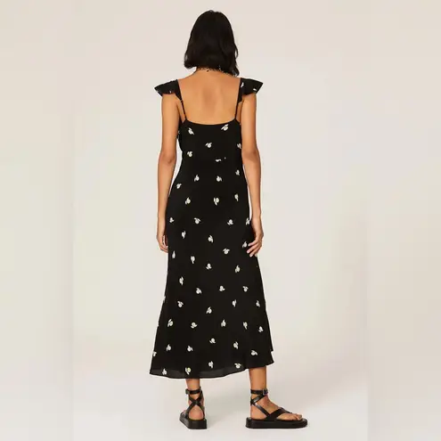 Jason Wu Black Floral Flutter Sleeve Dress