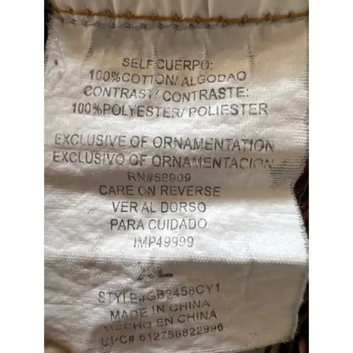 GB Gianni Bini Women’s XL Denim Chambray Shirt Aztec Print Back Long Sleeve Blue