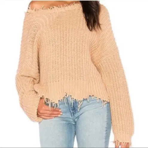 Wildfox  Pullover Positano Tan V Neck Sweater size Large - Image 1