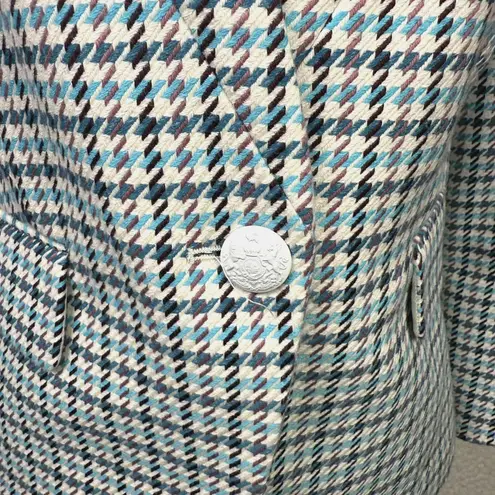 Veronica Beard Dickey Blazer Womens 0 Blue Houndstooth Academia Twee Preppy