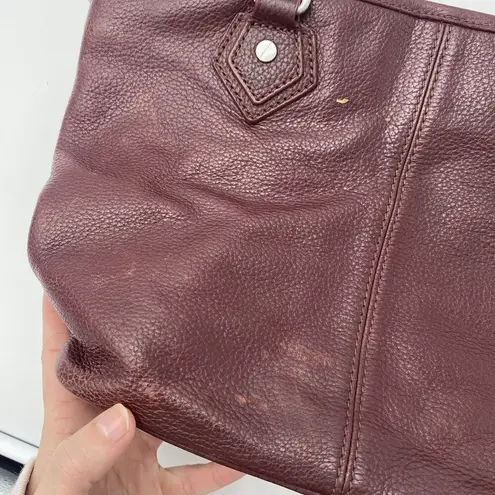 M. London Burgundy Maroon Leather Shoulder Bag Silver Hardware Y2k Red