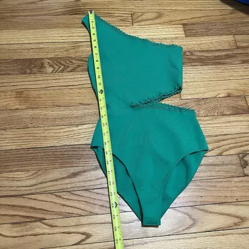 Maje Cut-Out Green Knit Asymmetrical Strap Bodysuit Size 1 (Small)