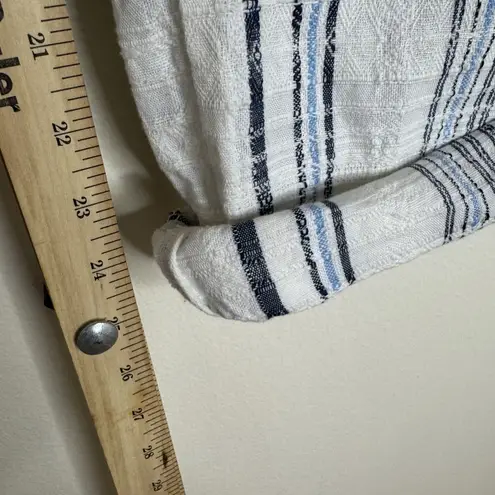 Sundance Pants Womens Small White Blue Striped Cotton Drawstring Pockets Boho