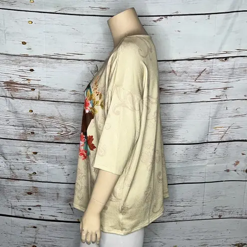 Emily Daniels NWT Size 1X Pumpkin Patch Print Scoop Neckline Blouse Top Orange