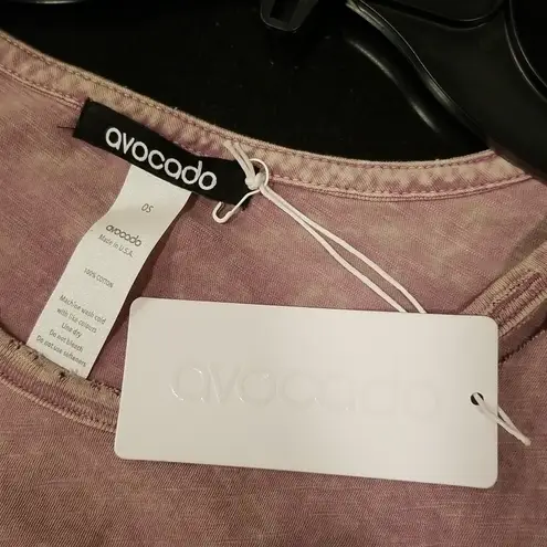 Avocado 💕💕 Crew Neck Short Sleeve Pocket T-shirt ~ Pink Acid Wash One Size