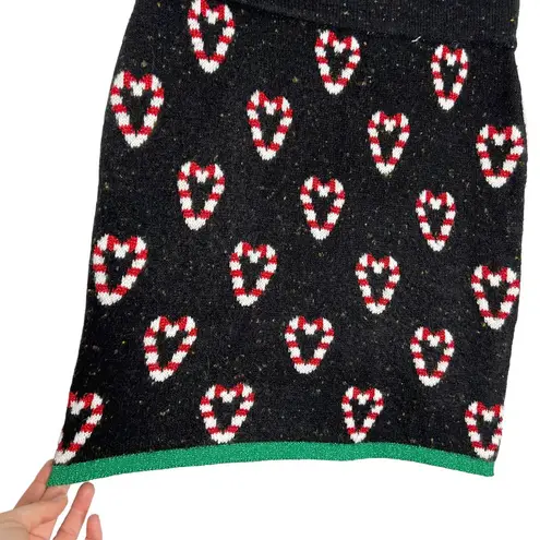 NWT Celebrate Together Candy Cane Hearts Knit Sweater Skirt Black Size undefined