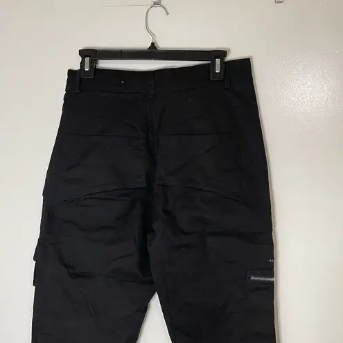 Maniere De Voir black cargo zippered tapered goth punk pants size UK 10 US 8
