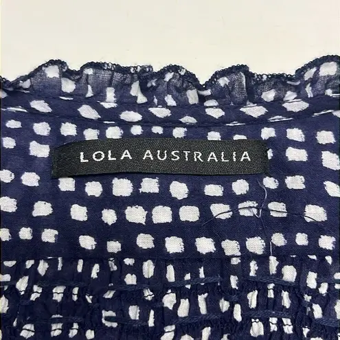 Lola Australia Navy Abstract Dotted Cotton Button Down V